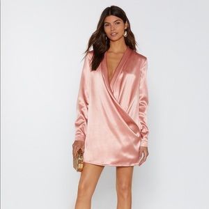 Nasty Gal “Open Up” satin dress. size 6. Rose color.